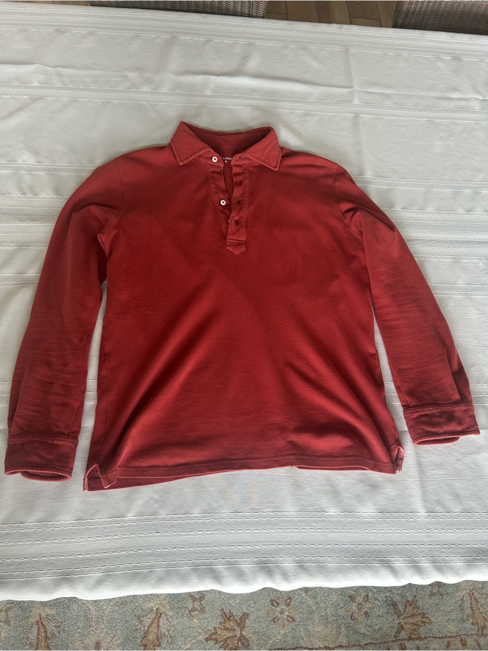 Spier & Mackay Men's Long Sleeve Pique Polo in Deep Brick Red